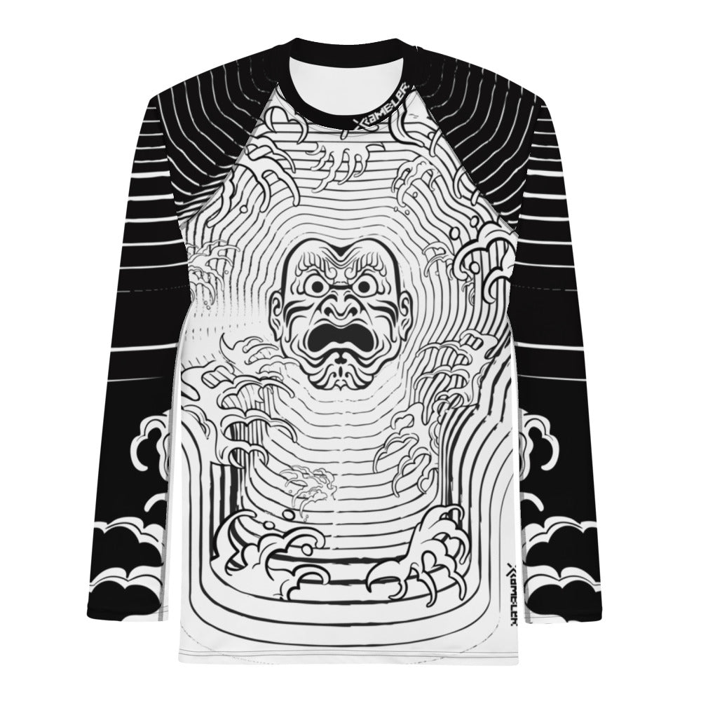 Japanese Mask Men's Rash guard Black Sleeve