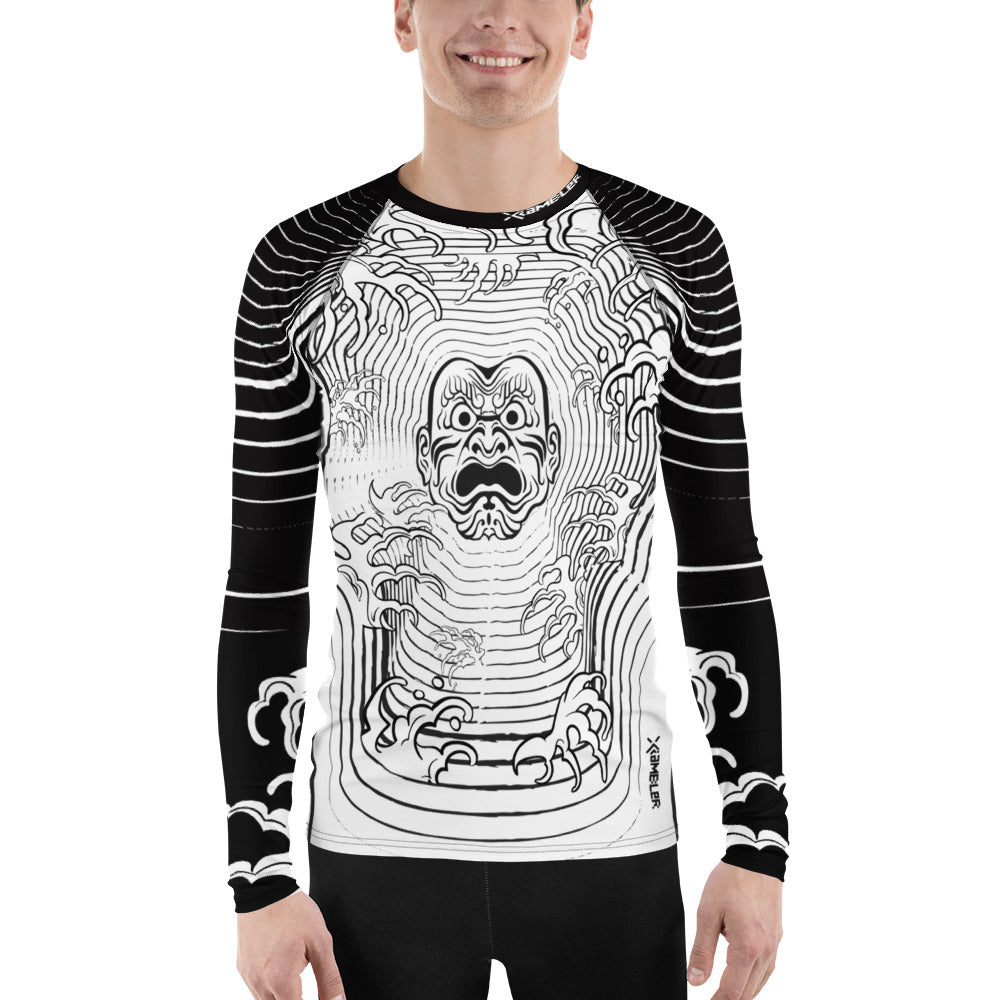 Japanese Mask Men's Rash guard Black Sleeve