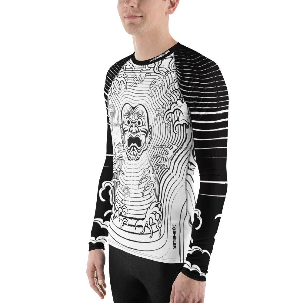 Japanese Mask Men's Rash guard Black Sleeve