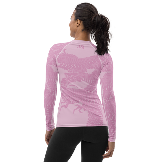 Japanese Wrap Around Dragon Women's Rash guard Pink