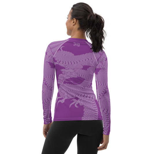 Japanese Wrap Around Dragon Women's Rash guard Purple