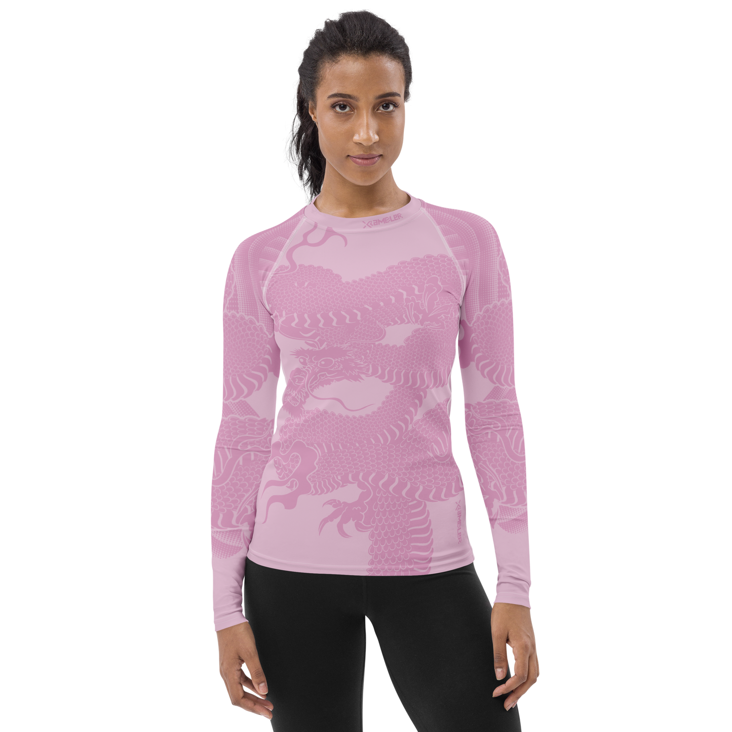 Japanese Wrap Around Dragon Women's Rash guard Pink