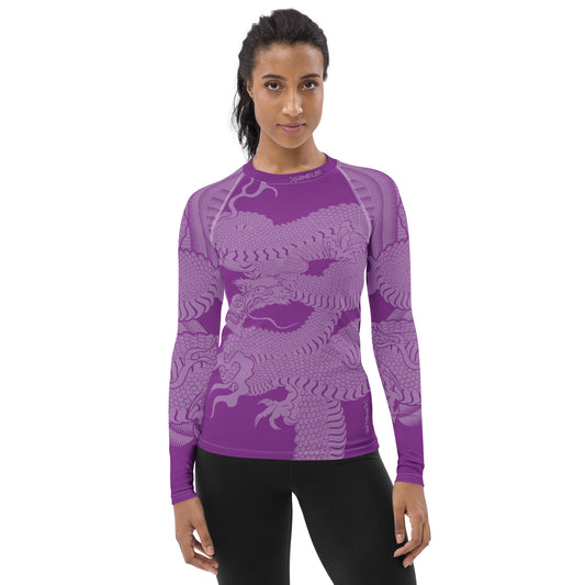 Japanese Wrap Around Dragon Women's Rash guard Purple