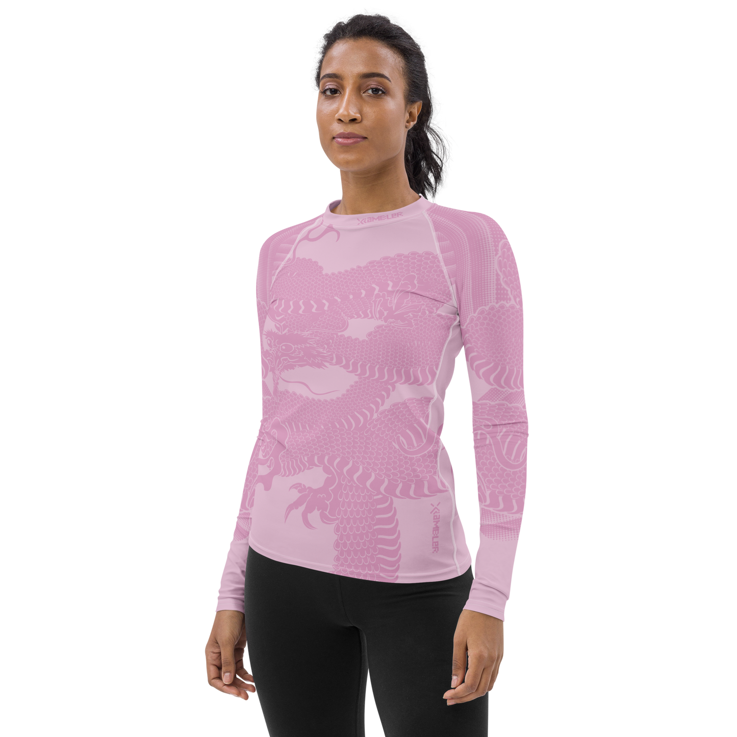 Japanese Wrap Around Dragon Women's Rash guard Pink