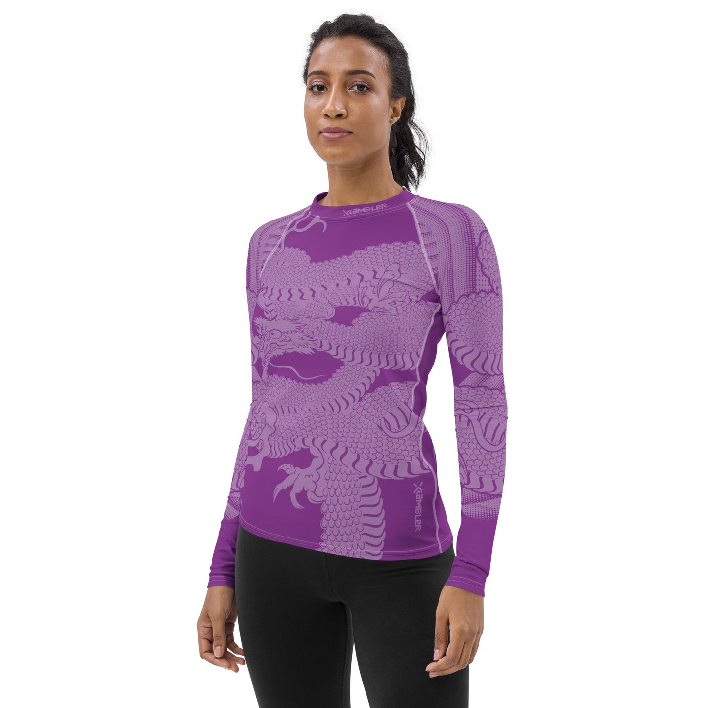 Japanese Wrap Around Dragon Women's Rash guard Purple