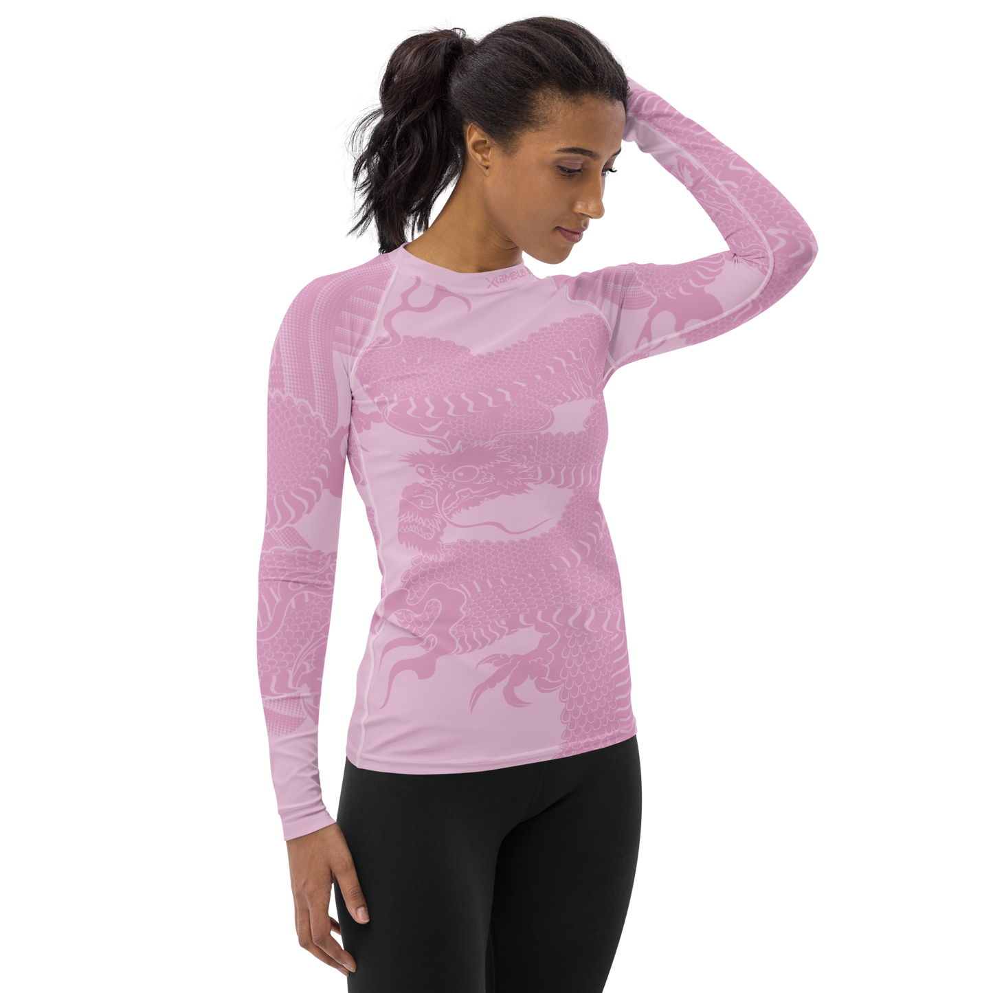 Japanese Wrap Around Dragon Women's Rash guard Pink