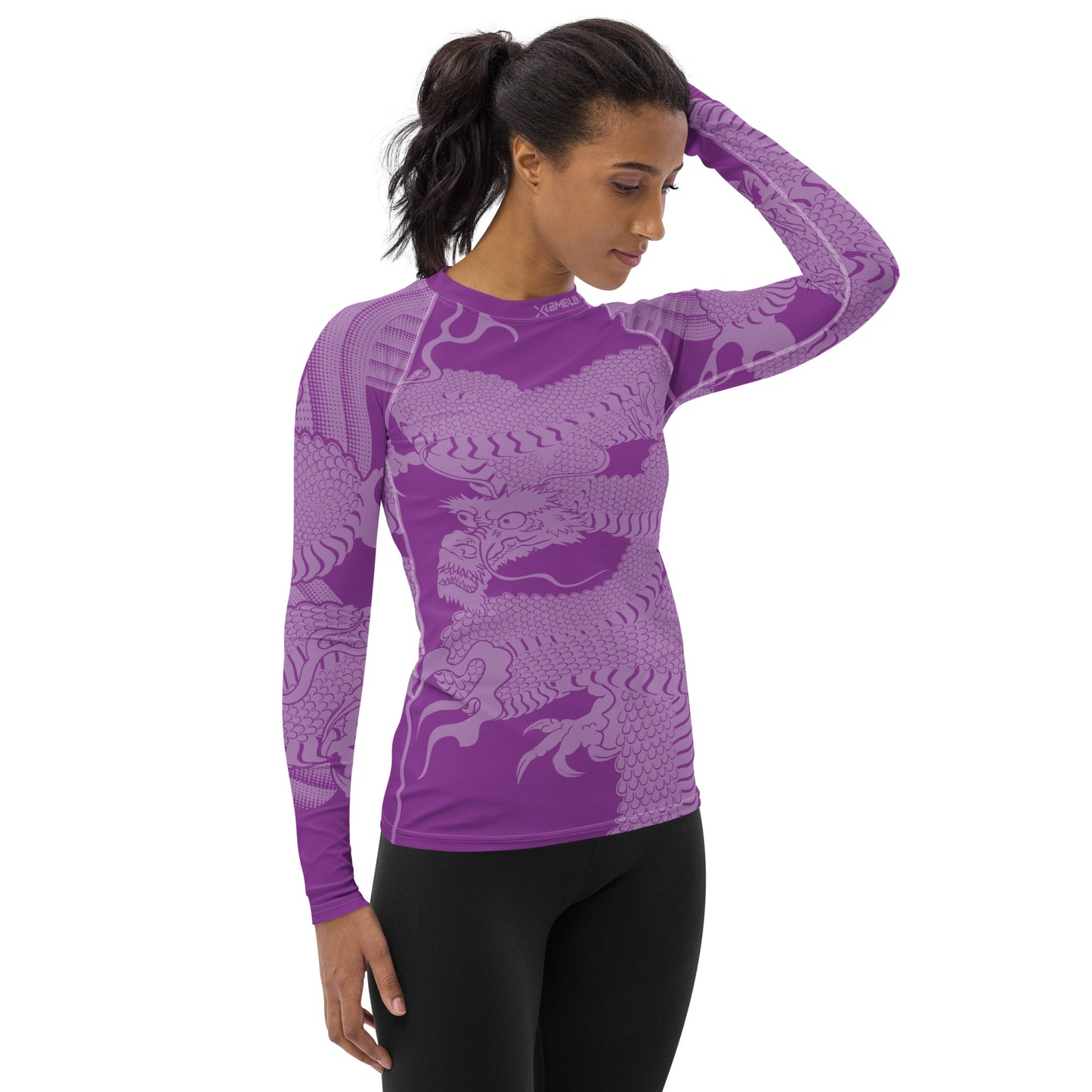 Japanese Wrap Around Dragon Women's Rash guard Purple